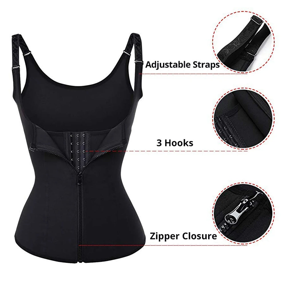 Women Waist Trainer Tank Top Zipper Body Shaper, Tummy Control Sleeveless Activewear, Shaping Underwear for Women