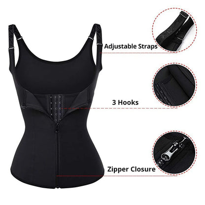 Women Waist Trainer Tank Top Zipper Body Shaper, Tummy Control Sleeveless Activewear, Shaping Underwear for Women