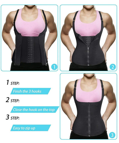 Women Waist Trainer Tank Top Zipper Body Shaper, Tummy Control Sleeveless Activewear, Shaping Underwear for Women
