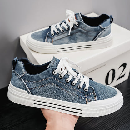 Mens Fashion Denim Sneakers New Streetwear Shoes Canvas Trainers HipHop Tied Up Runway Boy Sneakers 1