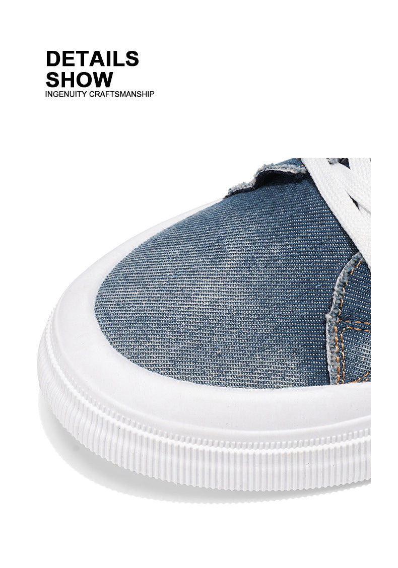 Mens Fashion Denim Sneakers New Streetwear Shoes Canvas Trainers HipHop Tied Up Runway Boy Sneakers 2