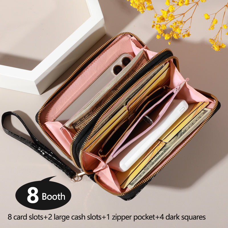 Chic Vintage Double Layer Clutch Wallet  Retro Zipper Coin Purse  Wristlet  Fashionable Womens Acce 1