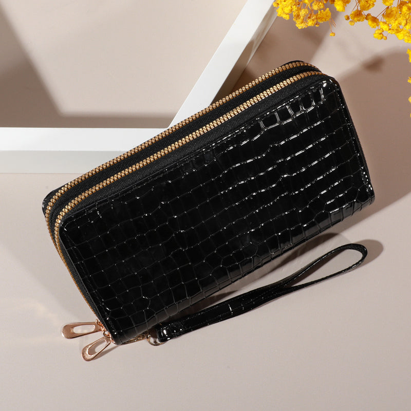 Chic Vintage Double Layer Clutch Wallet  Retro Zipper Coin Purse  Wristlet  Fashionable Womens Acce 2
