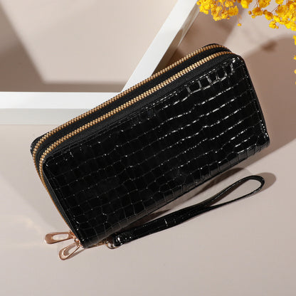 Chic Vintage Double Layer Clutch Wallet  Retro Zipper Coin Purse  Wristlet  Fashionable Womens Acce 2