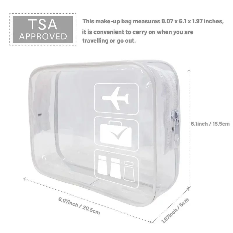 TSAApproved Clear Travel Toiletry Bag  LeakResistant  Durable Quart Pouch 2