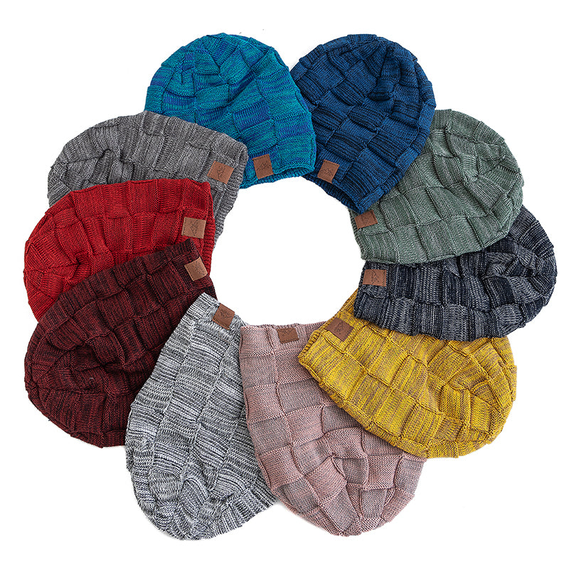 Women Winter Hats Fashion Slouchy Warm Beanie Multicolor Mixing Color Streetwear Cap 4