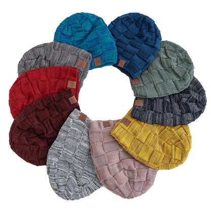 Women Winter Hats Fashion Slouchy Warm Beanie Multicolor Mixing Color Streetwear Cap 4