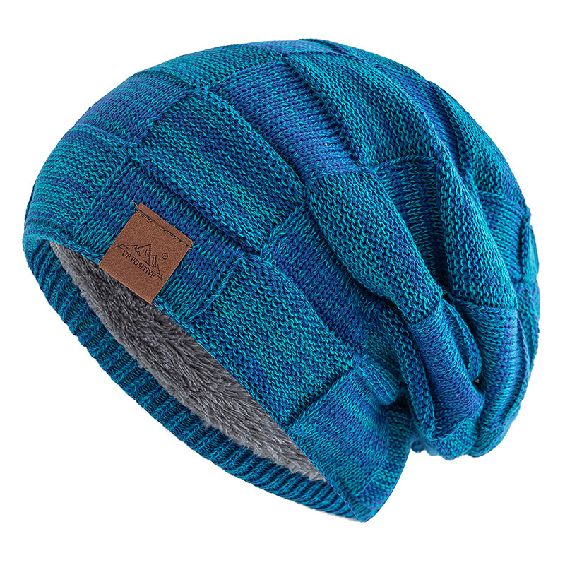Women Winter Hats Fashion Slouchy Warm Beanie Multicolor Mixing Color Streetwear Cap 16
