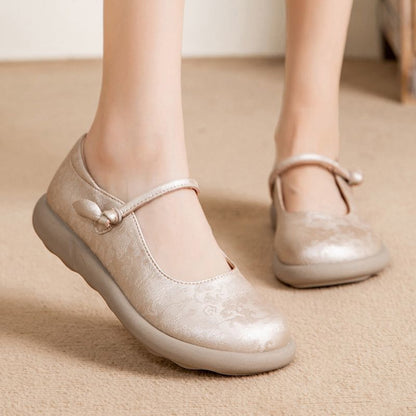 Green Mary Jane Flats For Women Wide Toe Shoes Soft Loafers Split Leather Moccasins For Moms Nurses 2