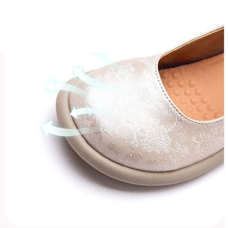 Green Mary Jane Flats For Women Wide Toe Shoes Soft Loafers Split Leather Moccasins For Moms Nurses 3