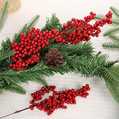 Set Of Bright Red Artificial Christmas Tree Berries Holiday Decoration 1
