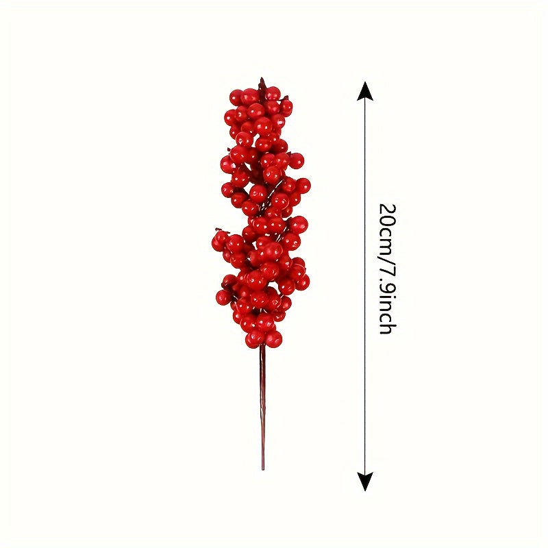 Set Of Bright Red Artificial Christmas Tree Berries Holiday Decoration 5