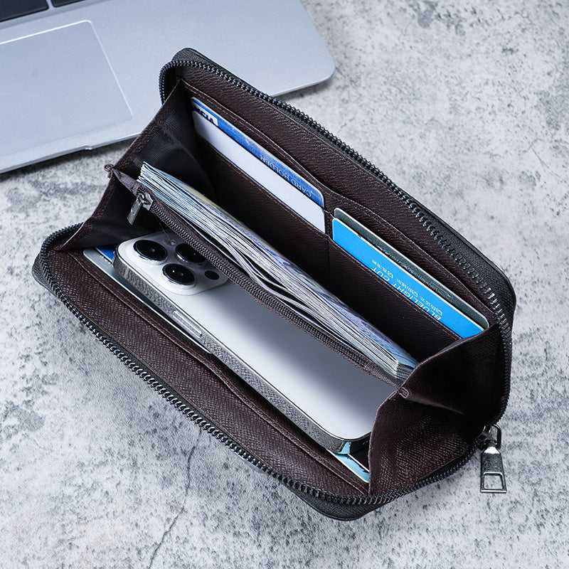 Canvas Clutch Wallet For Men Large Capacity Zipper Business MultiCard 5