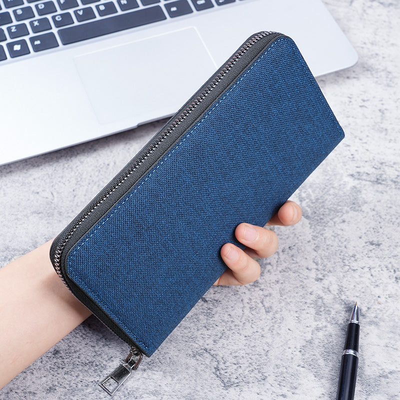 Canvas Clutch Wallet For Men Large Capacity Zipper Business MultiCard 1