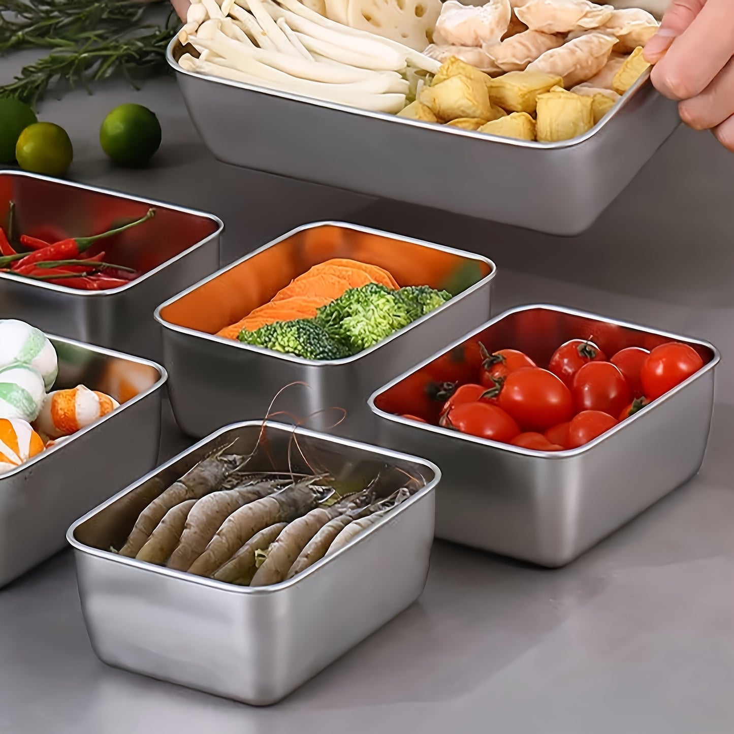 Stainless Steel Food Storage Containers Set Stackable  Reusable With Lids For Camping Picnics Schoo 1