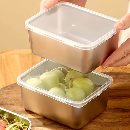 Stainless Steel Food Storage Containers Set Stackable  Reusable With Lids For Camping Picnics Schoo 4