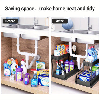 Multi Layer Pull Out Storage Rack For Kitchen Sink Sundries 1