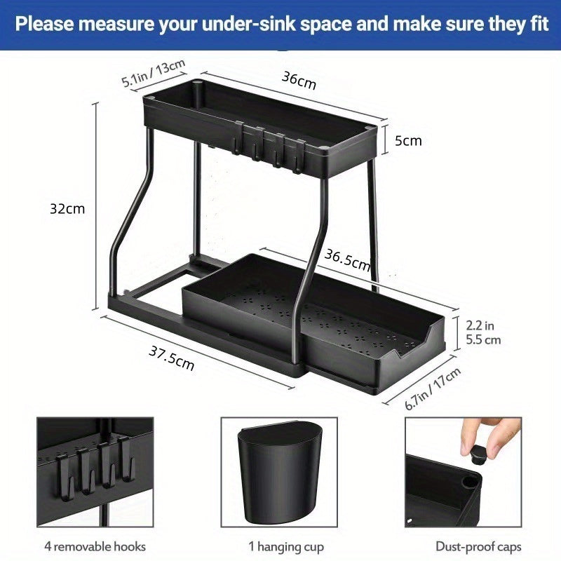 Multi Layer Pull Out Storage Rack For Kitchen Sink Sundries 3