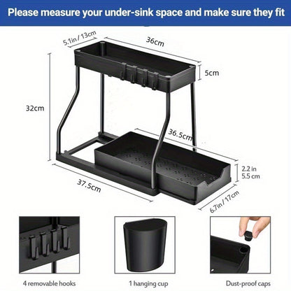 Multi Layer Pull Out Storage Rack For Kitchen Sink Sundries 3