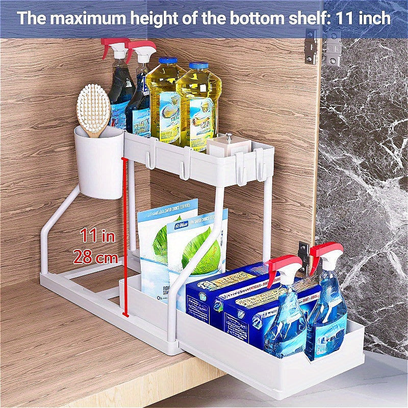 Multi Layer Pull Out Storage Rack For Kitchen Sink Sundries 5