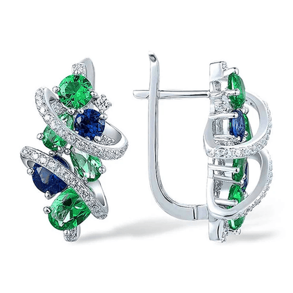EmeraldWave CZ Hoop Earrings