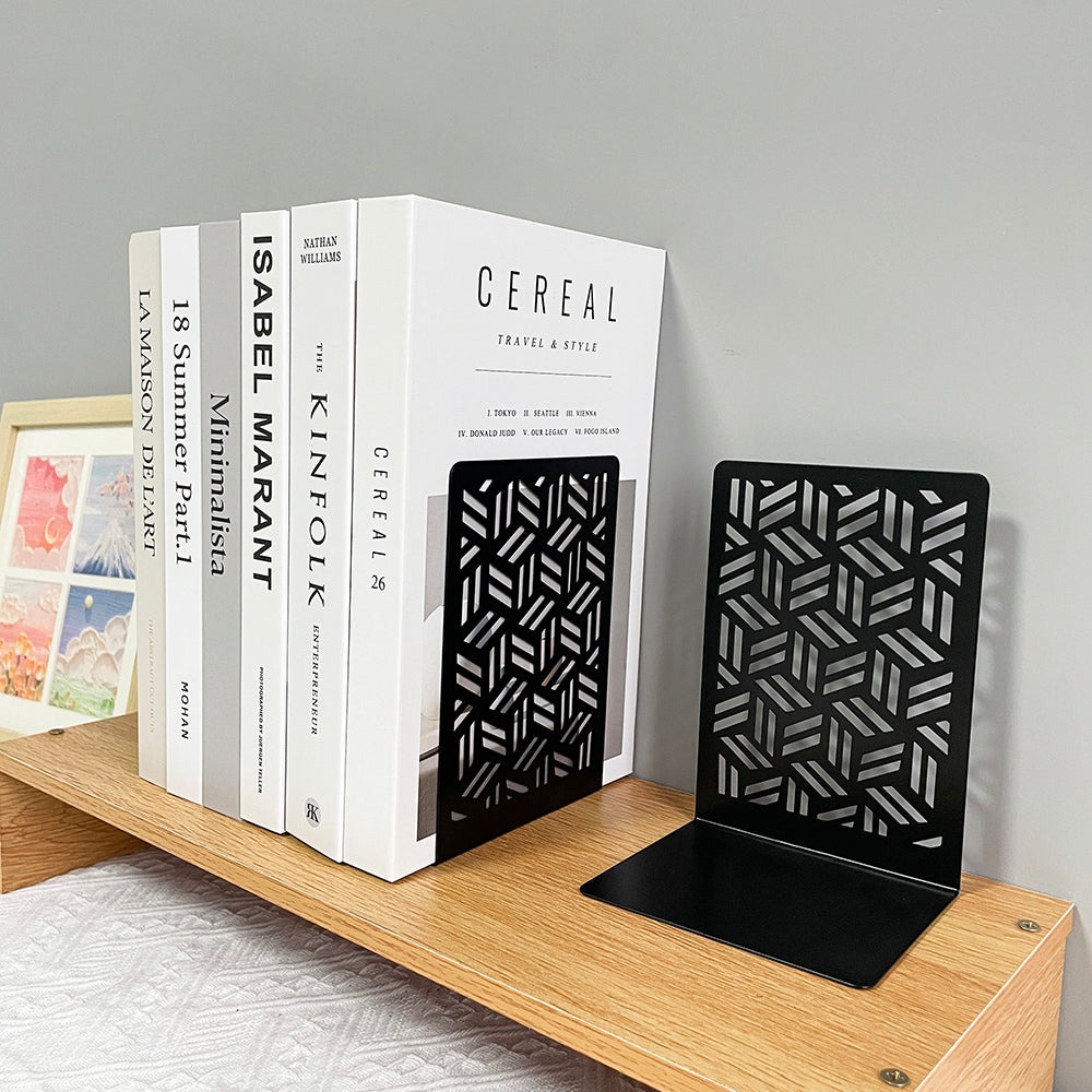Heavy Duty Bookends, Crafted Door Design Non-Slip Metal Bookends, Book Lovers Office Home Decor