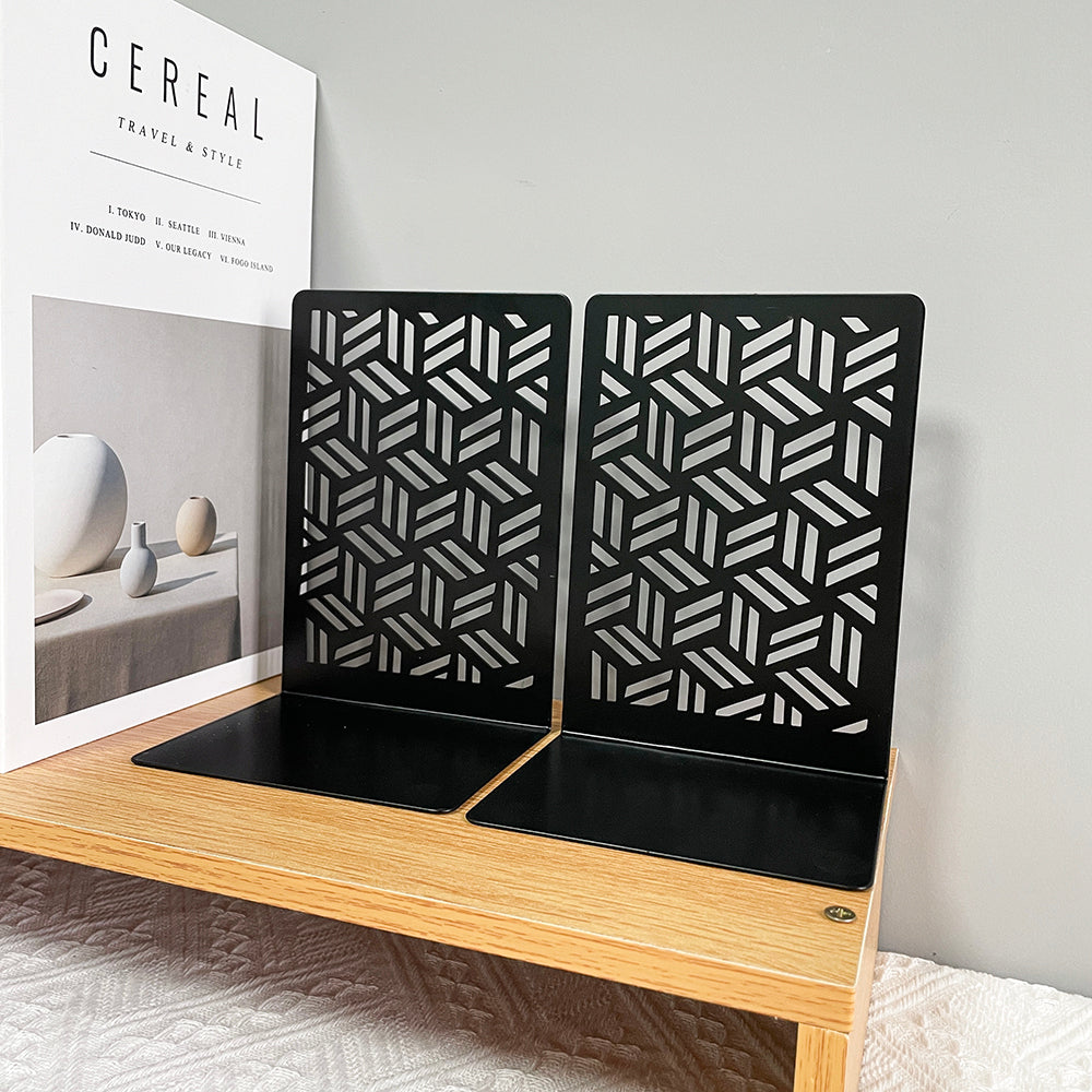 Heavy Duty Bookends, Crafted Door Design Non-Slip Metal Bookends, Book Lovers Office Home Decor