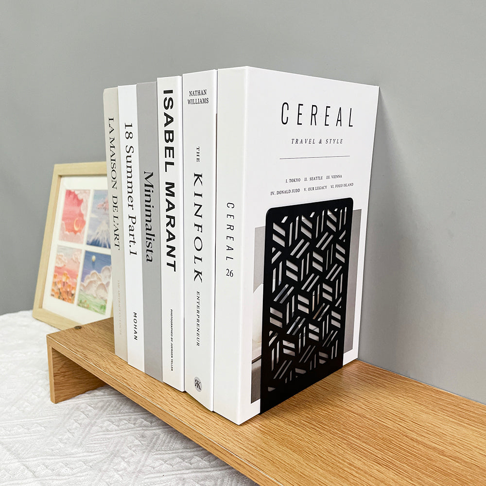 Heavy Duty Bookends, Crafted Door Design Non-Slip Metal Bookends, Book Lovers Office Home Decor