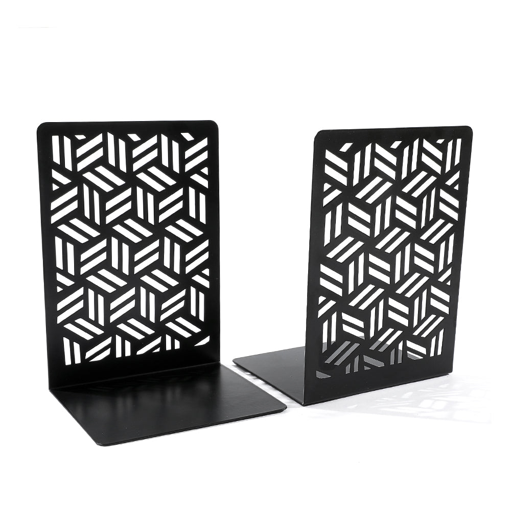Heavy Duty Bookends, Crafted Door Design Non-Slip Metal Bookends, Book Lovers Office Home Decor