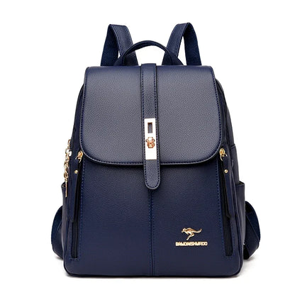 Leather Vintage School Backpack Large Capacity For Women Bookbag Travel Rucksack 7