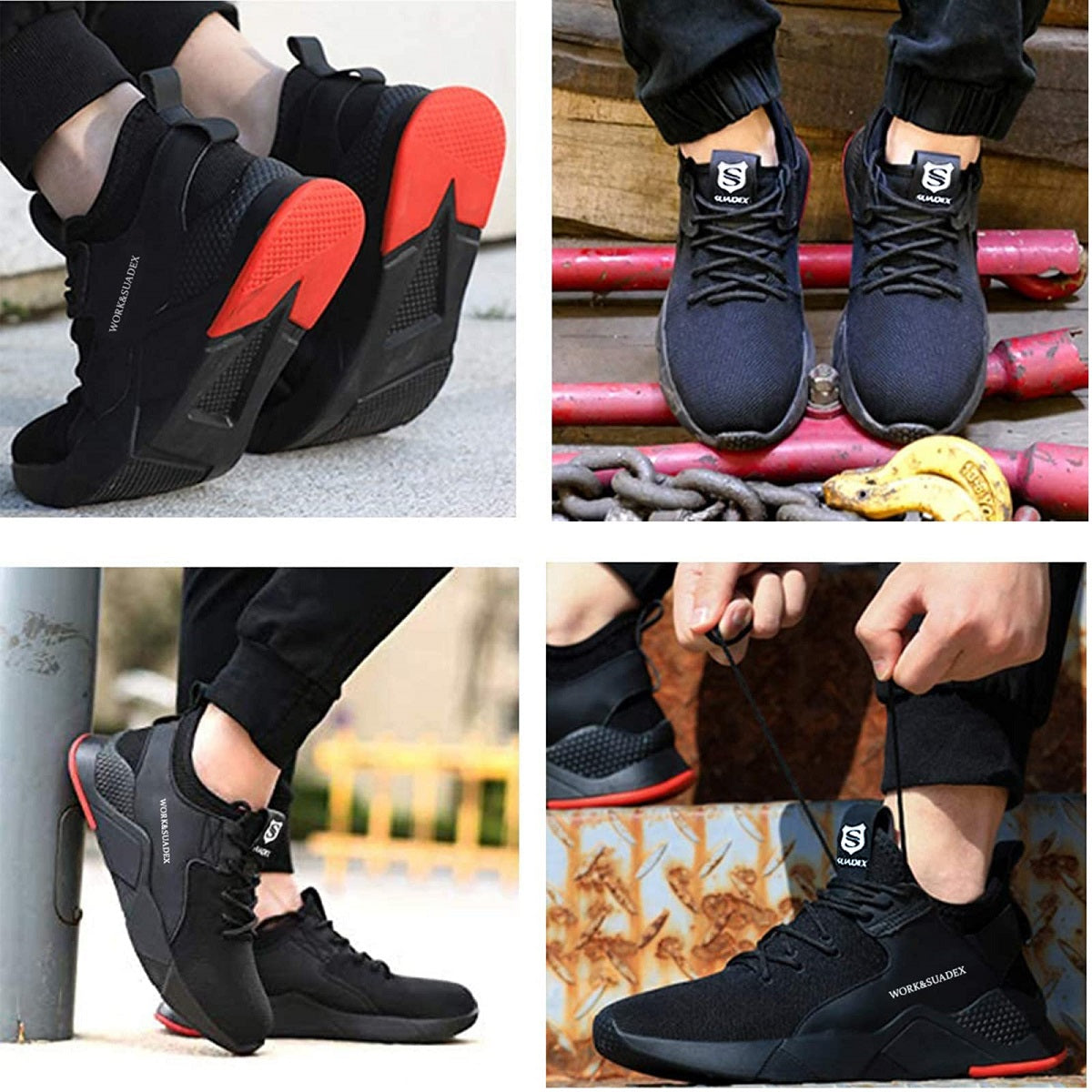 Steel Toe Cap Work Boots For Men AntiSmashing Puncture Proof Construction Shoes NonSlip Breathable