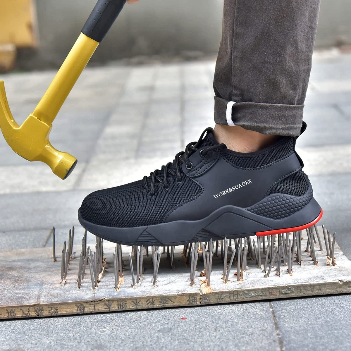 Steel Toe Cap Work Boots For Men AntiSmashing Puncture Proof Construction Shoes NonSlip Breathable
