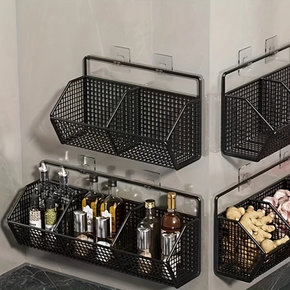 Wall Mounted Kitchen Storage Basket Durable Wire Rack For Vegetables And Fruits Home Organization S