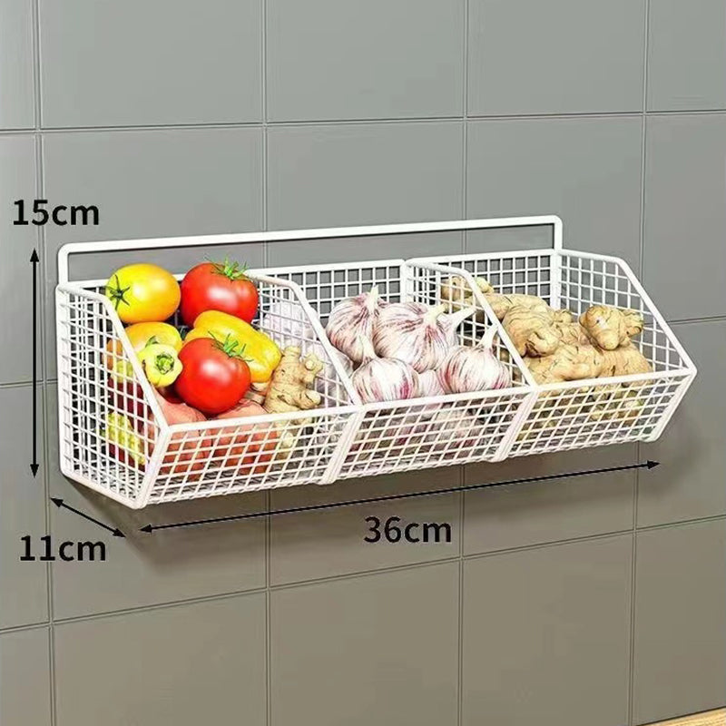 Wall Mounted Kitchen Storage Basket Durable Wire Rack For Vegetables And Fruits Home Organization S