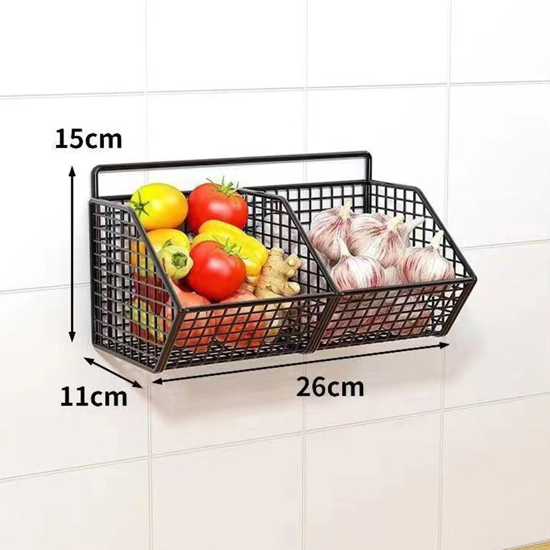 Wall Mounted Kitchen Storage Basket Durable Wire Rack For Vegetables And Fruits Home Organization S