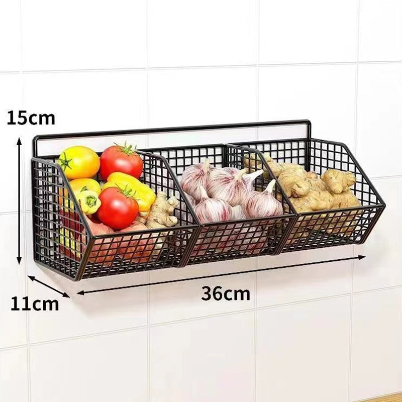 Wall Mounted Kitchen Storage Basket Durable Wire Rack For Vegetables And Fruits Home Organization S