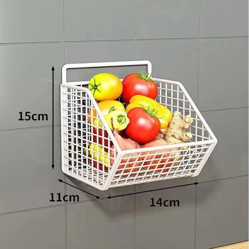 Wall Mounted Kitchen Storage Basket Durable Wire Rack For Vegetables And Fruits Home Organization S
