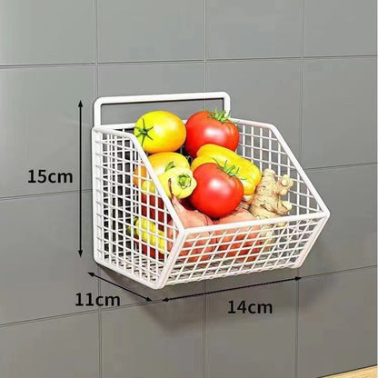 Wall Mounted Kitchen Storage Basket Durable Wire Rack For Vegetables And Fruits Home Organization S
