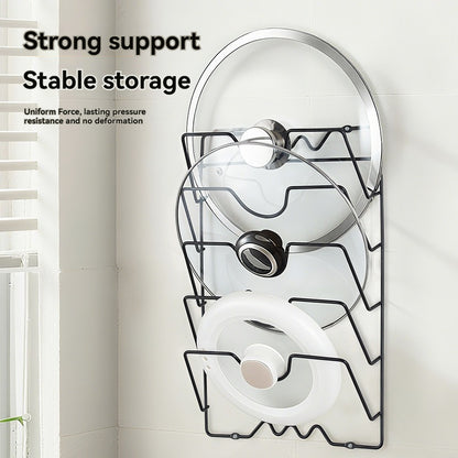Multi Functional Wall Mounted Pot Lid Rack With Five Layers For Kitchen Organization 1