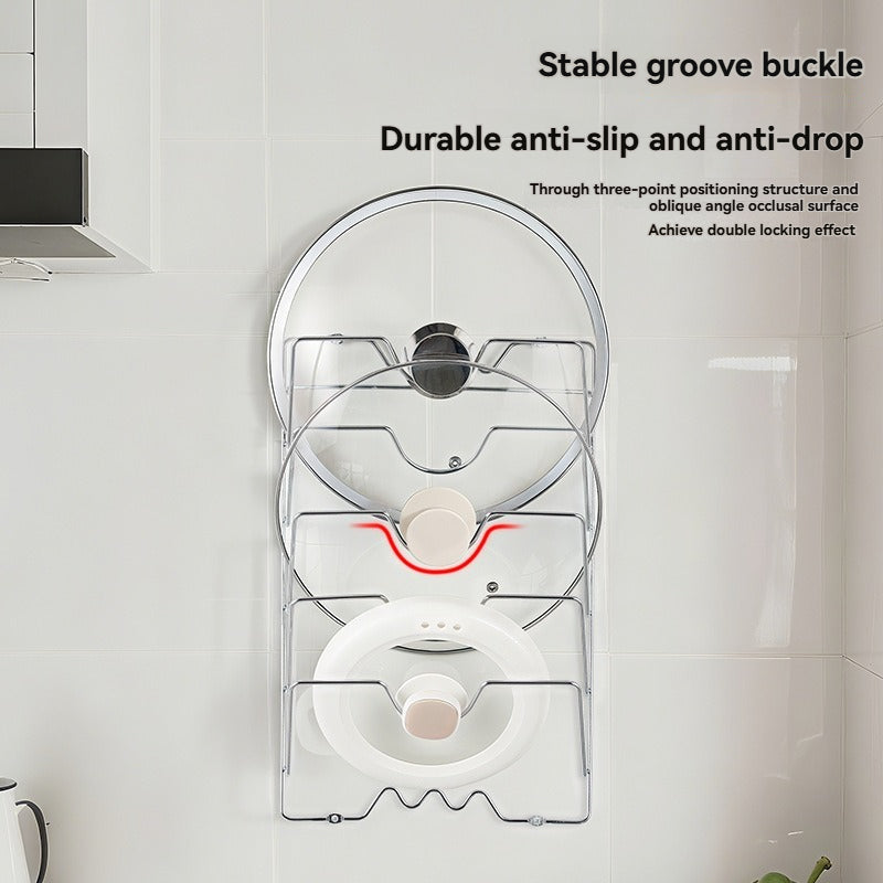 Multi Functional Wall Mounted Pot Lid Rack With Five Layers For Kitchen Organization 3