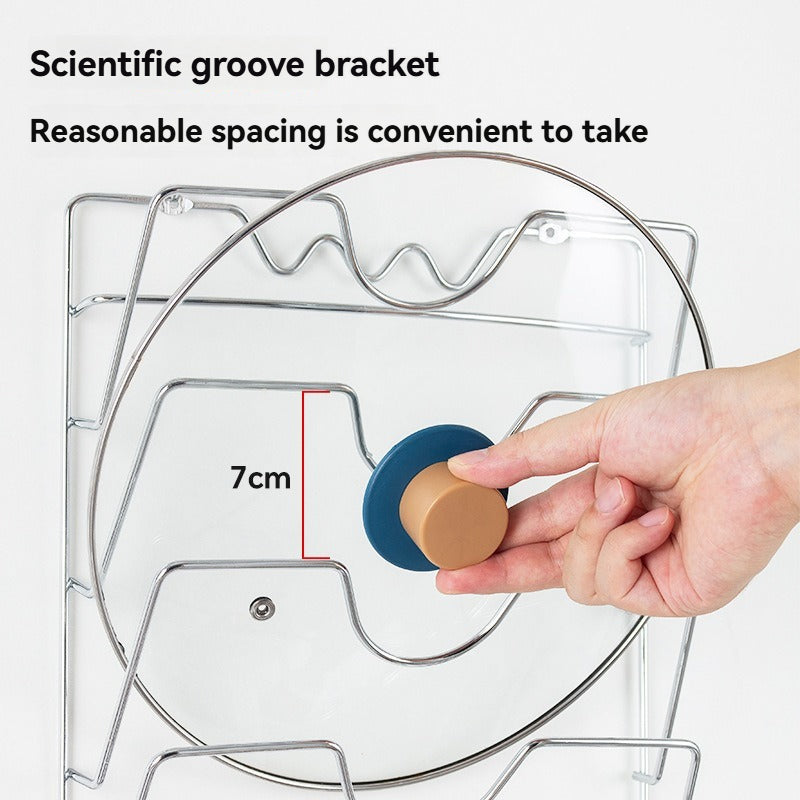 Multi Functional Wall Mounted Pot Lid Rack With Five Layers For Kitchen Organization 4