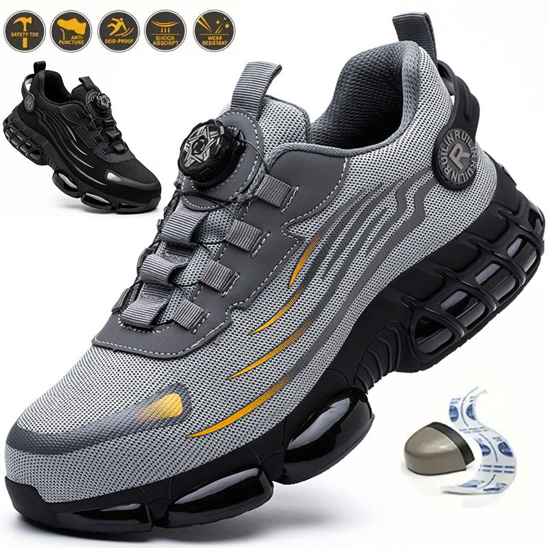 Fashion Men Safety Sport Shoes Anti-smash Anti-puncture Security Protective Boots Rotating Button Safety Shoes Men Work