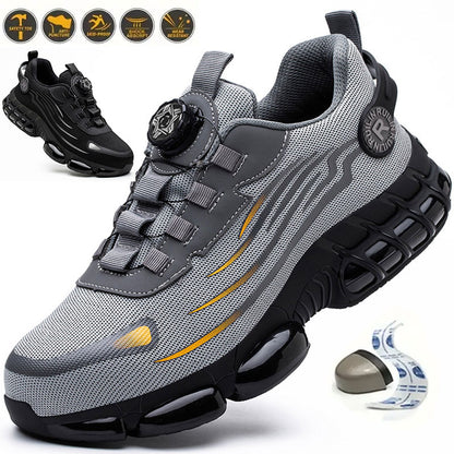 Fashion Men Safety Sport Shoes Anti-smash Anti-puncture Security Protective Boots Rotating Button Safety Shoes Men Work