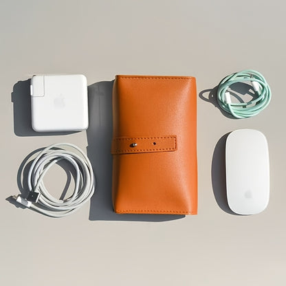 Portable Tech School Accessories Case PU Leather MultiCompartment Organizer For Cables Chargers And 3