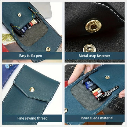 Large-Capacity PU Leather Storage Bag, Business Office Pen Storage, Student Glasses Case