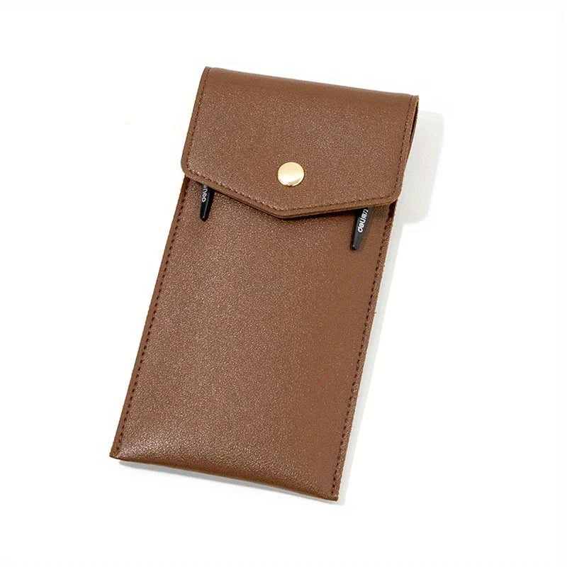 Large-Capacity PU Leather Storage Bag, Business Office Pen Storage, Student Glasses Case