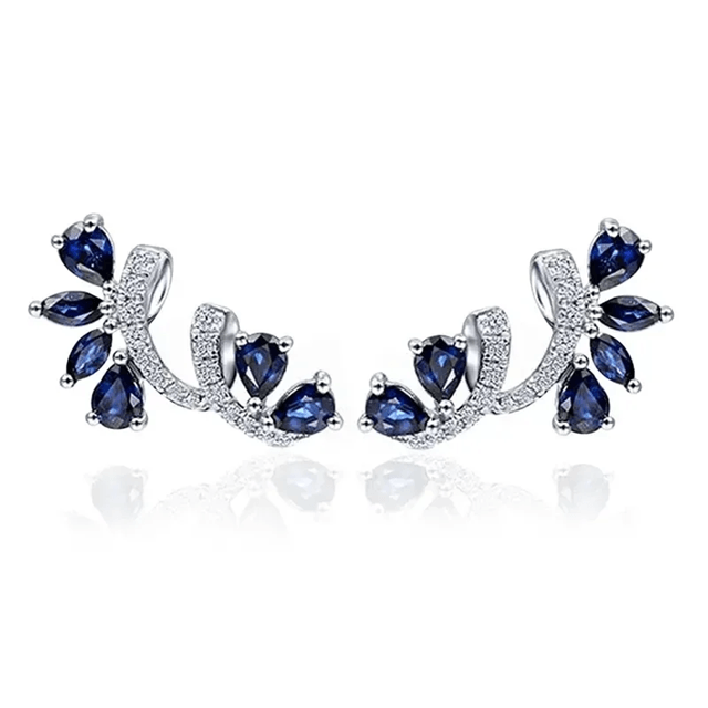 BlueBloom Zircon Flower Earrings 1