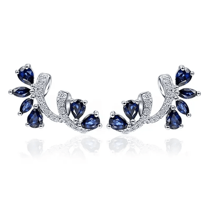 BlueBloom Zircon Flower Earrings 1