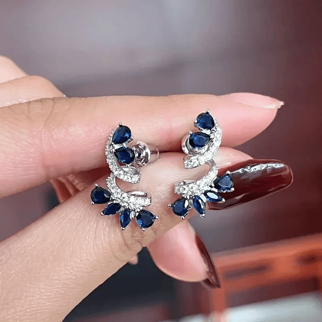 BlueBloom Zircon Flower Earrings 2