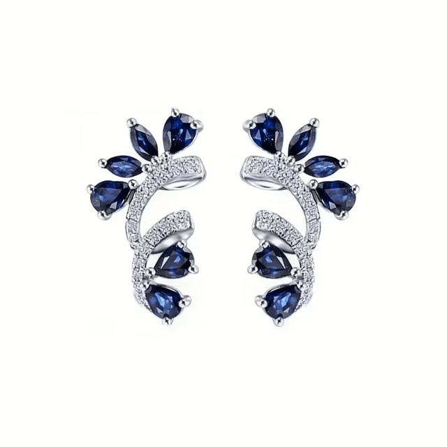 BlueBloom Zircon Flower Earrings 3